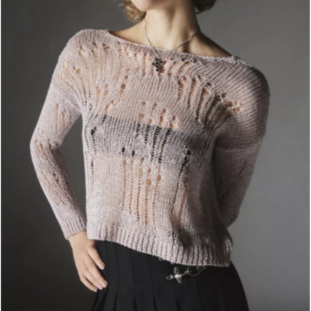 Urban Outfitters Silence + Noise Nora Sparkly Open-Knit Sweater - size M‎ - NWT